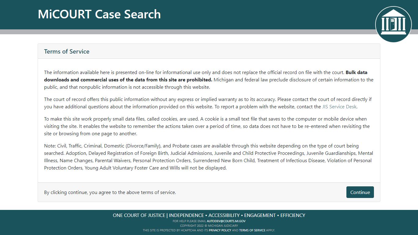 MiCOURT Case Search